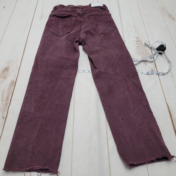 Re/done 70s ultra high rise stove pipe jeans straight button fly washed plum - Picture 2 of 11